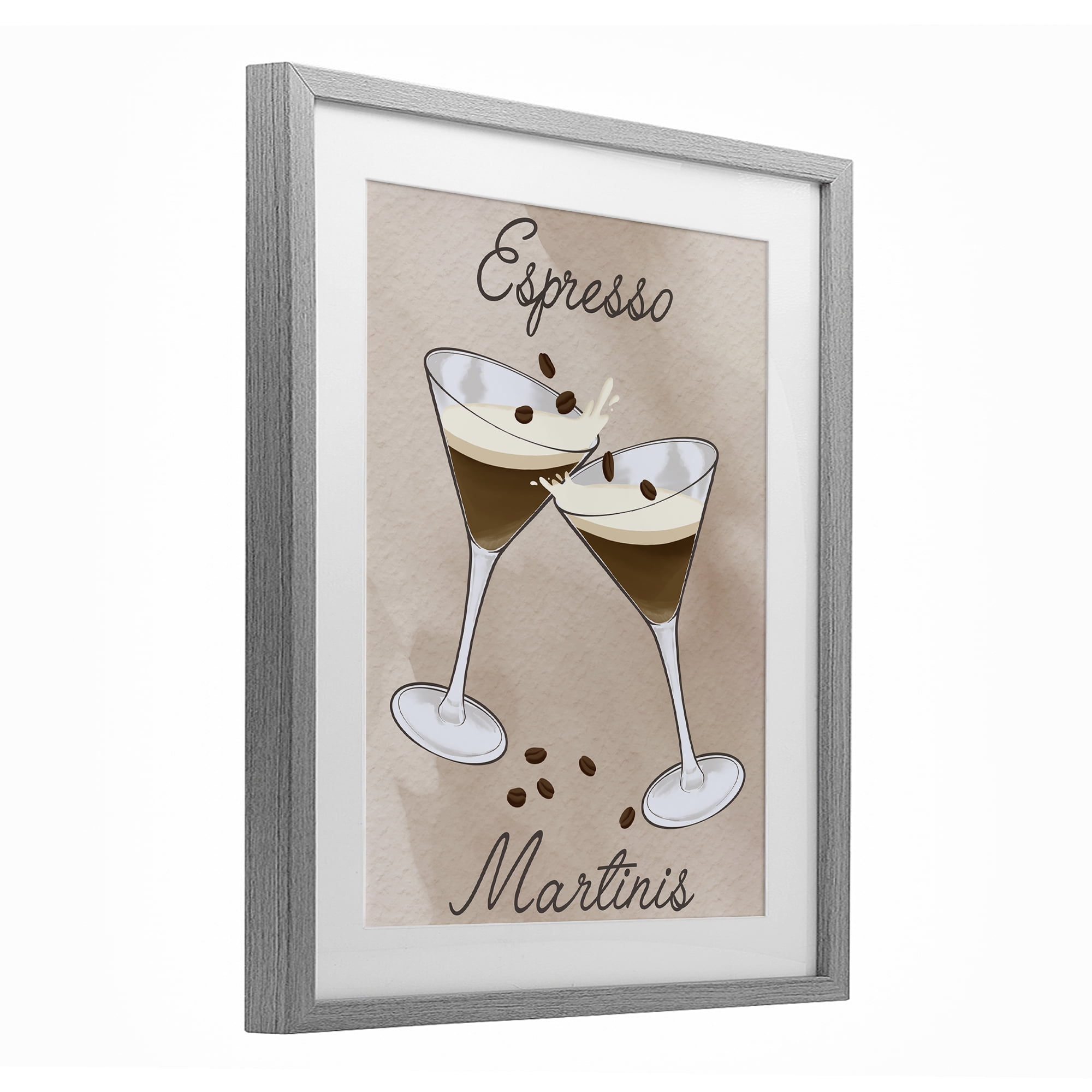 Stupell Industries Cheers Espresso Martinis Gray Framed Print Under Glass, design by Marcus Prime