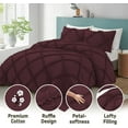 thumbnail image 6 of BedDecor 400TC 100% Egyptian Cotton 3PC Wine Full/Queen Size Diamond Ruffle Duvet Cover Set, 6 of 8