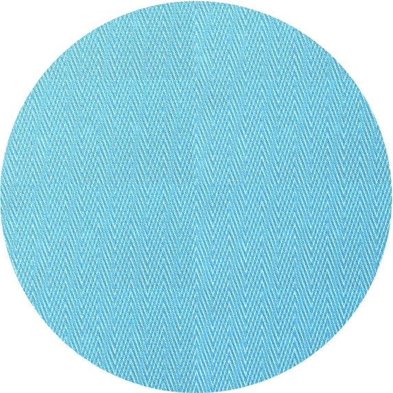 Ahgly Company Indoor Round Patterned Bright Turquoise Blue Area Rugs, 7' Round