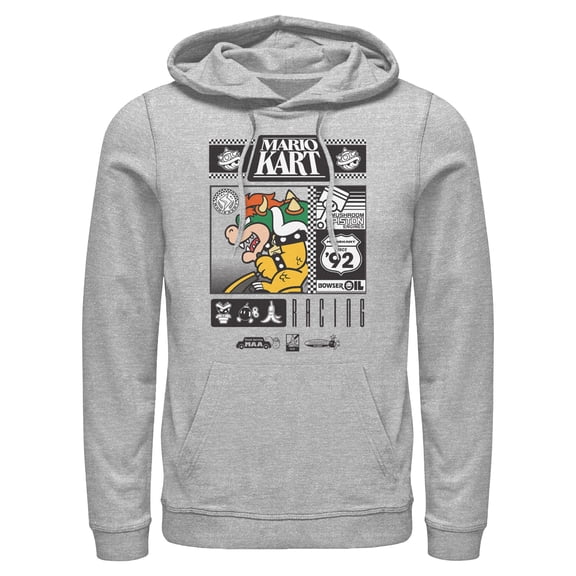 Mens Nintendo Bowser Oil Racing Lightweight Hoodie