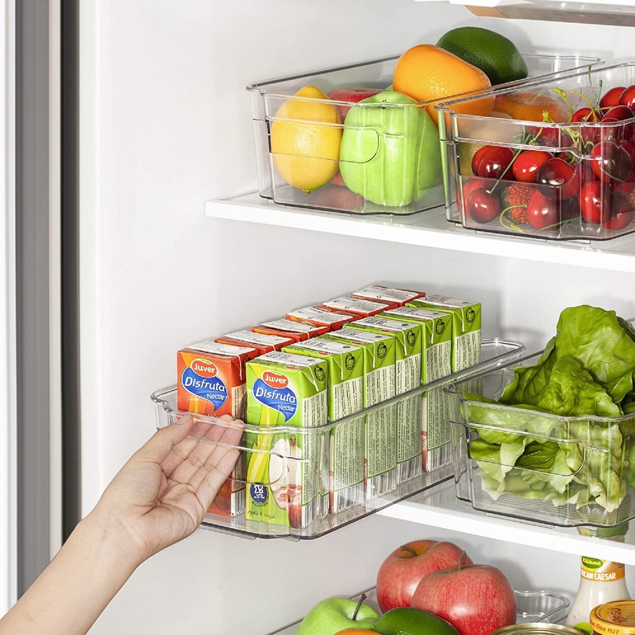 Refrigerator Organizer Bins 8pcs Clear Plastic Bins For Fridge, Freezer, Kitchen