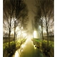 thumbnail image 3 of Ambesonne Forest Duvet Cover Set, Water Channel Foggy City, Queen, White Green Brown, 3 of 3