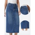 thumbnail image 2 of DARING DIVA Women's Casual Midi Split Back High Waist Long Jean Skirts XL Medium Blue, 2 of 6