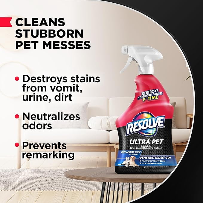 (4 pack) Resolve Ultra Pet Carpet Cleaner Spray for Removal of Pet Stains & Odors, 32 oz