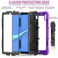 thumbnail image 2 of Dteck Lenovo Tab M10 HD (2nd Gen) 10.1 Inch 2020 Case TB-X306F/TB-X306X 10.1" Case with Built-in Screen Protector, Shockproof Rotatable Kickstand Cover Hand Strap and Shoulder Strap,Purple+Black, 2 of 8