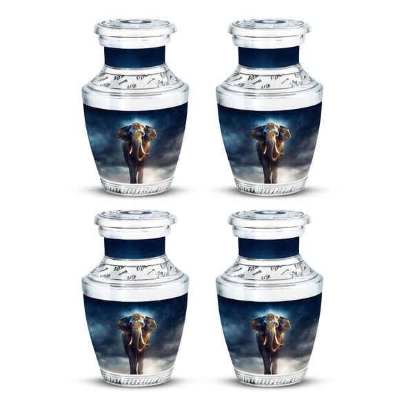 Majestic Elephant Urn For Ashes, Majestic Elephant-Themed Memorial Urns For Human Ashes Adult Female, Small Keepsake Cremation Urns For Ashes, Funeral Urns For Burial 3 Inch, 4pcs
