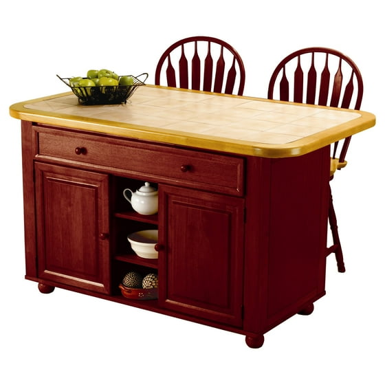 Sunset Trading 3 Piece Kitchen  Island Set  with Inlaid 