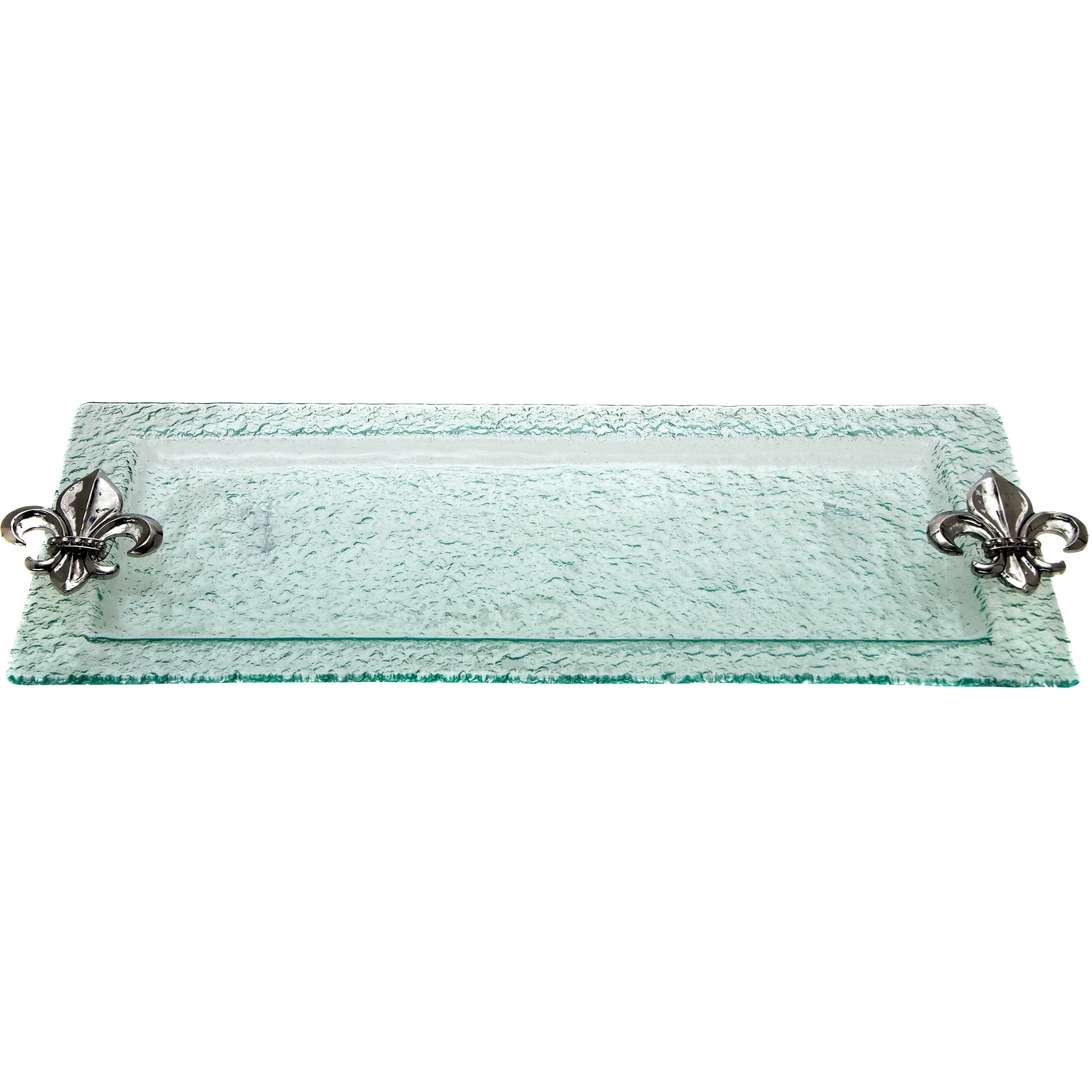 Thirstystone Rectangular Glass Tray, Fleur De Lis