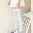 thumbnail image 2 of Eltusu Girls Knee-High Socks, Tight Knitting Cotton Casual Stretchy Dance Socks White Size 3-10T, 2 of 7
