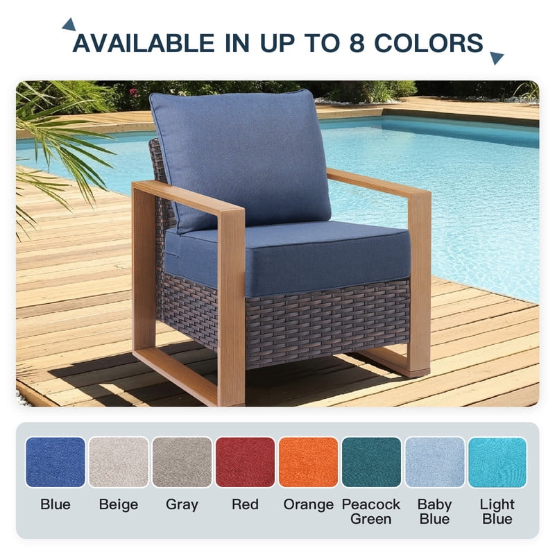 PARKWELL 4-Piece Outdoor Deep Seat Cushion Set, 22 x 24, Water Repellent, Fade Resistant, 6-Inch Thicken Deep Seat Bottom and Back Cushion for Chair, Sofa, and Couch, Navy