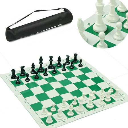 School Club & Tournament Chess Set Portable Brand New Pieces with Roll Board & Bag Chess Kit For Travelling Home School