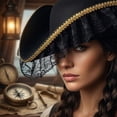 thumbnail image 7 of Slccxzc Non Woven Fabric Tricorn Pirate Hat Lace Trim Adult Headwear, 7 of 7