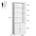 thumbnail image 4 of COZONY 6-Shelf Bookcase with Doors, 71" Tall Industrial Farmhouse Bookshelf, Deep Wooden Display Storage Shelves for Bedroom, Living Room, Office, White, 4 of 7