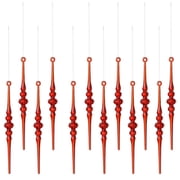 OADUKQ Christmas Tree Ornaments, Wide Acrylic Icicle and Ball, Holiday Tree Decoration and Festive Party Decor, Red, 0.59 in