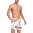 thumbnail image 4 of FORMRS Mens Swim Trunks Mesh Liner Quick Dry Casual Beach Board Shorts with Pockets, Sizes S-2XL, Blue Nautical Pattern, 4 of 9