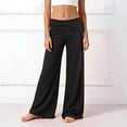 thumbnail image 2 of GobdXE Girls Solid Fold Over Waist Wide Leg Yoga Pants Soft Stretch Casual Active Bottoms Black,5-6 Years, 2 of 6