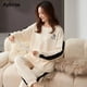 thumbnail image 5 of Conjunto de pijama de manga larga para mujer, ropa de dormir de algodón, con cuello redondo, para Otoño e Invierno, 5 of 5