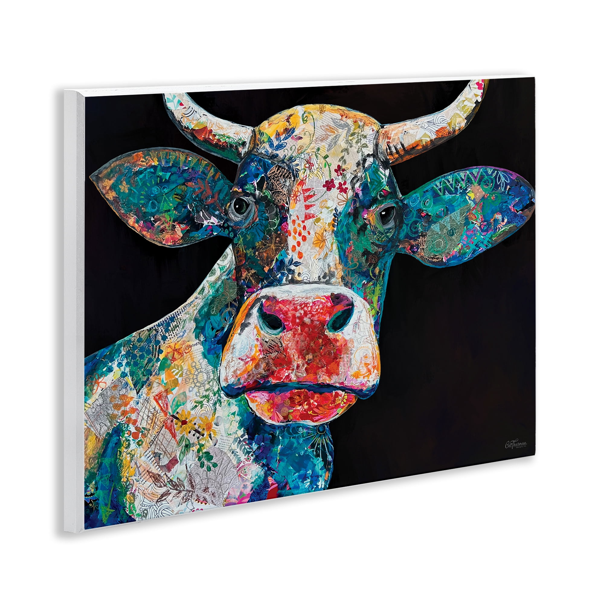 Stupell Industries Paisley Pattern Cow Animals & Insects Painting Unframed Art Print Wall Art, 14 x 11