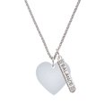 thumbnail image 1 of Delight Jewelry Acrylic 1" Imitation Pearl Heart Silvertone Balance Bar Charm Necklace, 23", 1 of 4