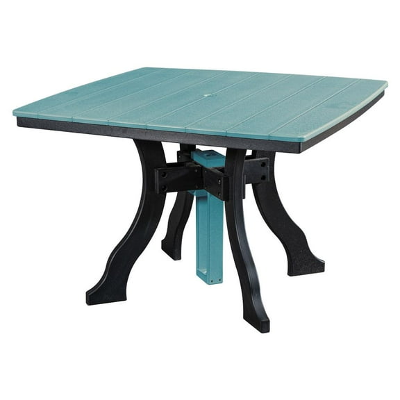 American Furniture Classics Dining Height Square Table in Aruba Blue with a Black Base