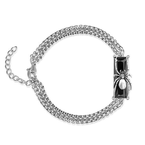 TANGPOET mens sterling silver bracelet Black Crytal Insect Bracelets Cool Gothic Statement Spider Jewelry Gifts