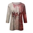 thumbnail image 5 of PYUEXIA I'm Fine Shirt Womens Tops 3/4 Sleeve Crew Neck Splatter Blood Letter Halloween T Shirts Help Bloody 2024 Three Quarter Length Shirts Wine S, 5 of 5