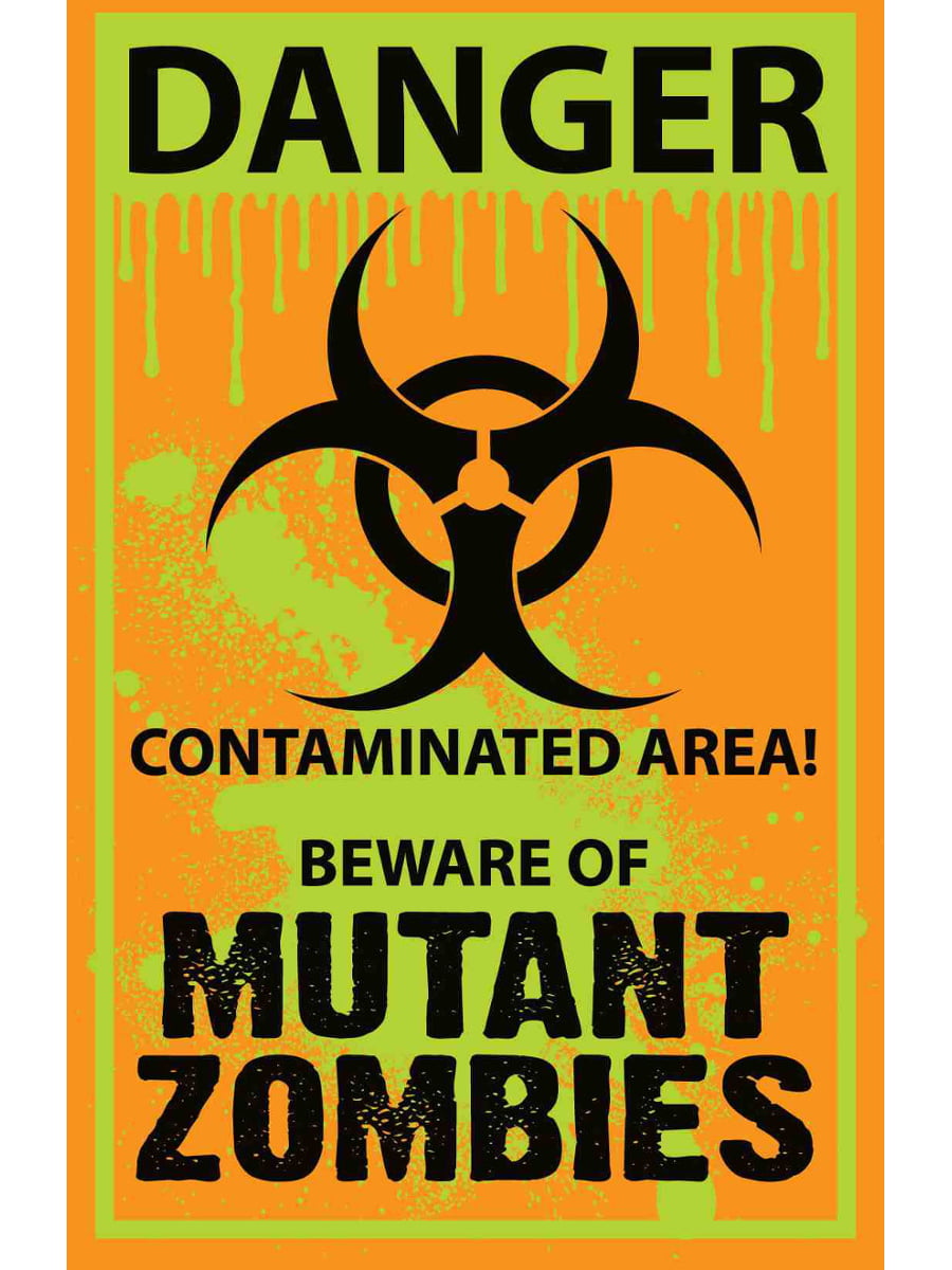 Danger Contaminated Area Sign Zombie Halloween Horror Party Decoration 135 x 90 