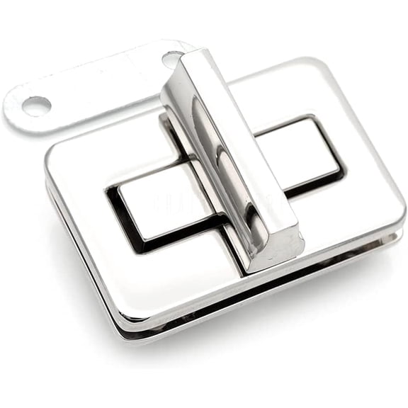 CRAFTME STUDIO Silver 1-1/2" Rectangle Twist Turn Lock Purse Closure (1pc) – Bag Clasp for Handbag & Leathercraft Accessories (VT143)
