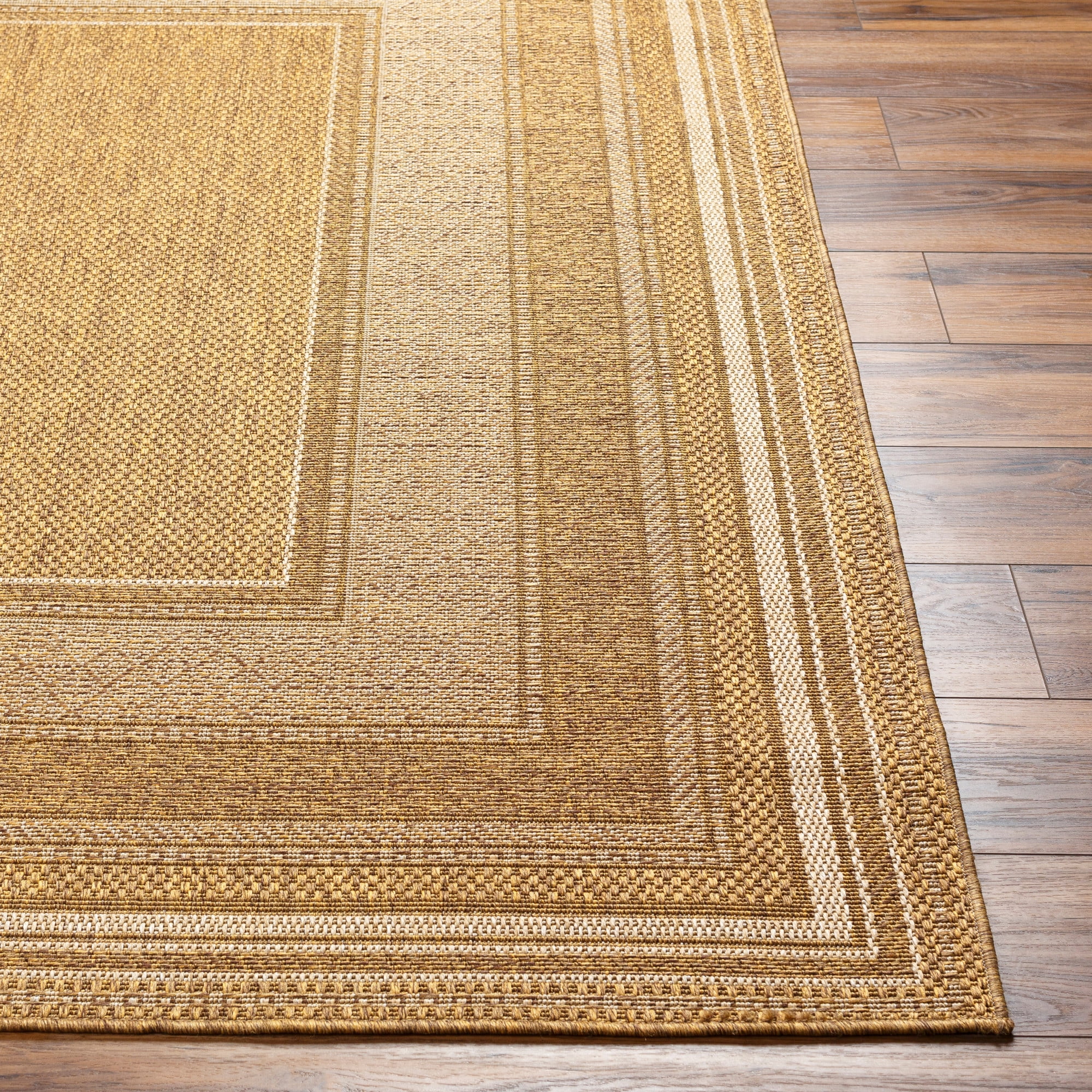 Livabliss Pismo Beach Border Outdoor/Indoor Area Rug, Beige ,9'2" x 12'