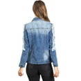 thumbnail image 3 of Machine Jeans Women's Ripped Denim Distressed Slim Fit Denim Jacket (S, Denim), 3 of 4