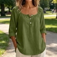 thumbnail image 6 of VBVC Women's Cotton Linen Square Neck Tunic Tops , Casual Long Sleeve Shirts For Women , Ladies' Lightweight Blouses with Pockets,Army Green,S-2XL, 6 of 8