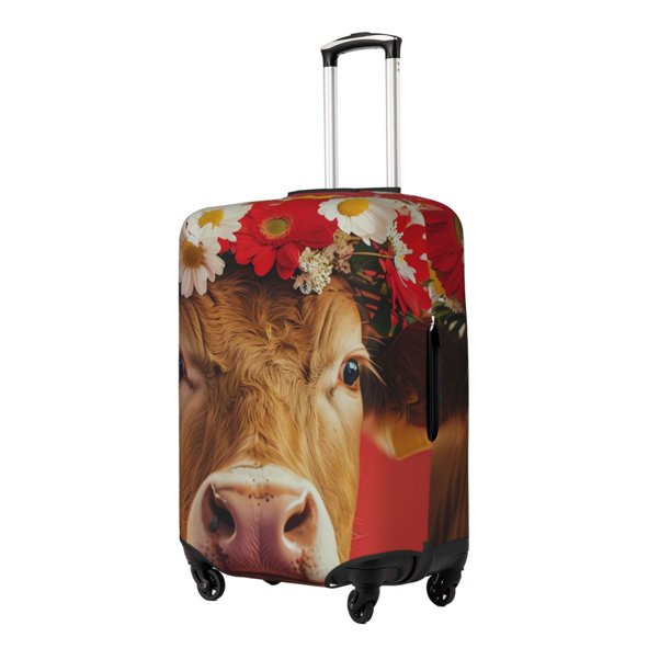 Fotbe White And Red Daisy Cow Funda Protectora para Equipaje, Antirrayones y Resistente a la Suciedad, Compatible con Maletas de 18 a 32 Pulgadas-Large