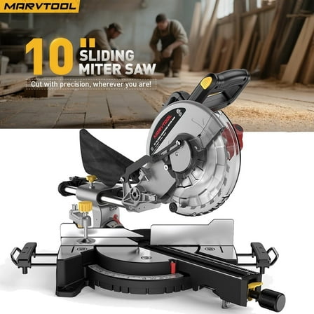 MarvTool 10-inch Sliding Compound Miter Saw Power Saw Cutting Wood Dust Mitre Saw