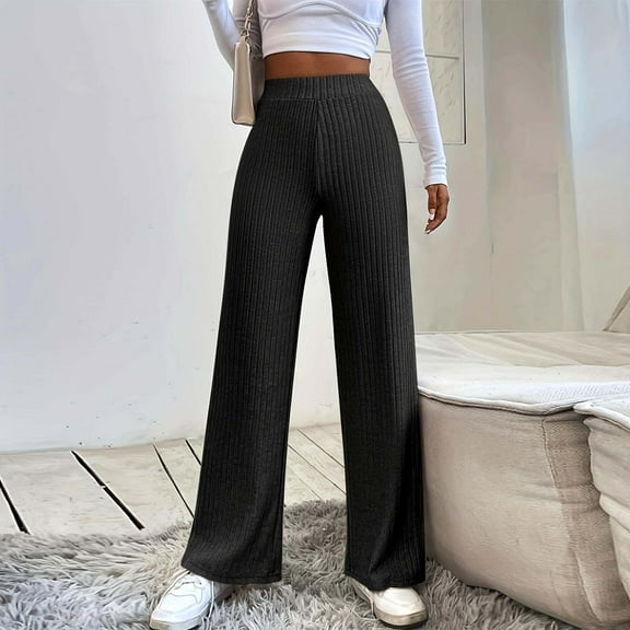 SNKSDGM Women's Plus Black Dress Pants Women Stretchy Plus Size 4X Womens Dress Pants Petite Plus Wide Leg High Waisted Pants for Women Casual Solid Color Straight Leg Trousers with No Pockets