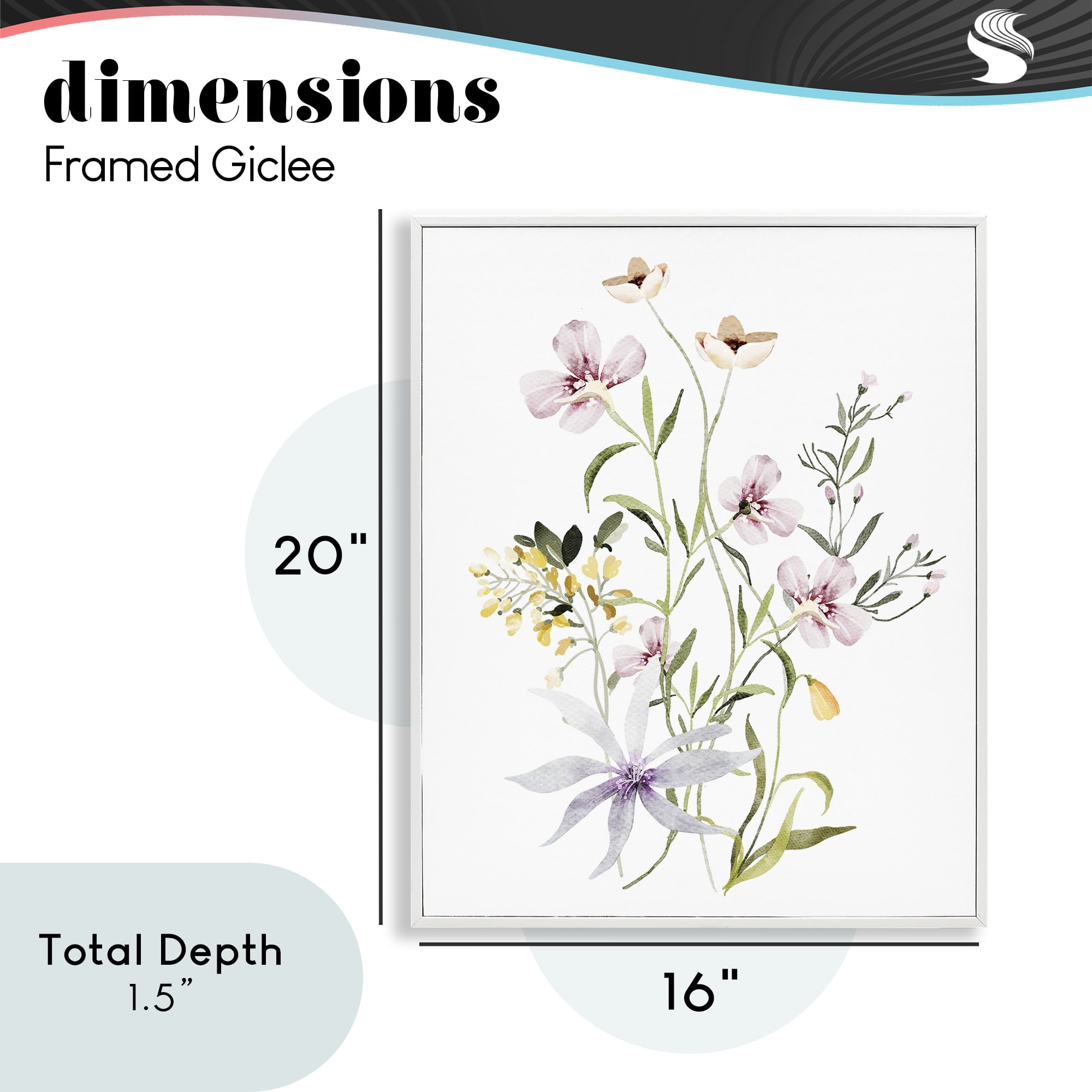 Floral Foliage Bundle White Framed Giclee Art, design by Lettered and Lined