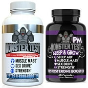Monster Test Testosterone Booster & Monster PM Sleep Aid for Men (2-Pack)