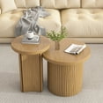 thumbnail image 3 of Nesting Coffee Table Set of 2, Round Wooden Coffee Tables, Modern Circle Table, Accent End Side Table for Small Space Living Room Bedroom, 3 of 8