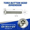 thumbnail image 2 of Tornillos para máquinas Fastenere Torx Security de acero inoxidable 1/4-20 x 1-1/4 (paquete de 10), 2 of 7