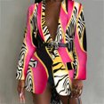 thumbnail image 2 of Femmes Casual Blazer Mid Length Outwear Simple Buste Blouse V Veste de Loisirs Printed Mode Costume Bouton Bas Cardigan Ajusté, 2 of 6
