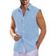 thumbnail image 2 of Men's Summer Hawaiian Solid Color Sleeveless Button-Down Shirt 5XL, 2 of 4