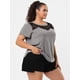 thumbnail image 4 of Women Plus Size Lace Insert Short Sleeves Round Neck Top Gray L, 4 of 6