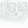 thumbnail image 6 of TPU Holographic Clear Star Large Cosmetic Bag and Travel Pouch with Handle,Durable TPU Material,Zipper Design-Ideal for Makeup,Travel Essentials (Holographic blue), 6 of 11