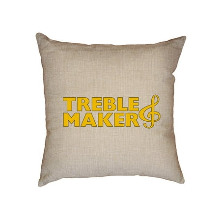 Large Yellow Cushions Treble Maker - Bright Yellow Large Print Music Decorative Linen Throw Cushion Pillow Case with Insert ()