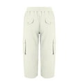 thumbnail image 5 of WCMZJ Womens Cargo Capris with Pockets Loose Fit Casual Capri Pants Drawstring Lightweight Ladies Baggy Cargo Pants for Hiking White M, 5 of 5