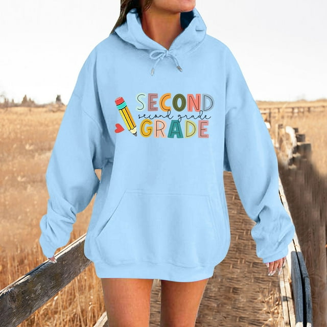TINZ Chandails à Capuchon et Chandails pour Femmes pour la Saison Scolaire, Col Rond Décontracté, Design avec Motif pour Agencer avec des Jeans, Polyvalent pour le Printemps et l'Automne, Chandail à Capuchon pour Femmes, Hauts d'Automne pour Femmes