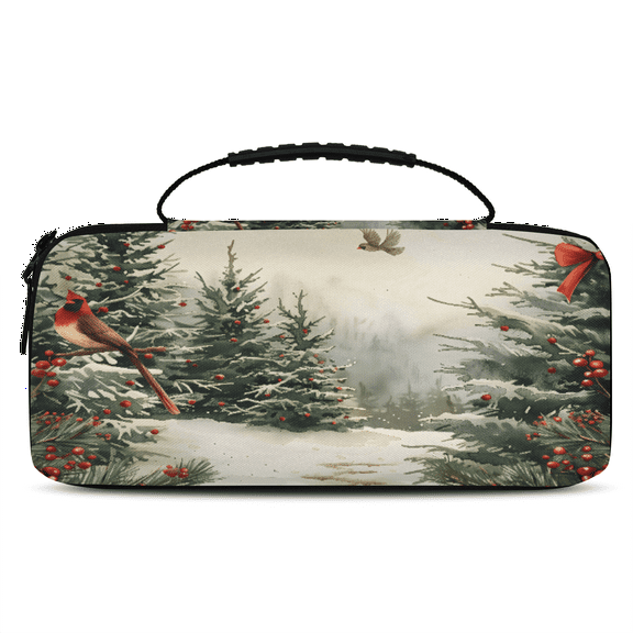 Herdesigns Retro Christmas Carrying Case for Nintendo Switch OLED Model 2021 & Switch 2017 with 20 Game Card Slots, Portable Travel Carry Case for Accessories and Console