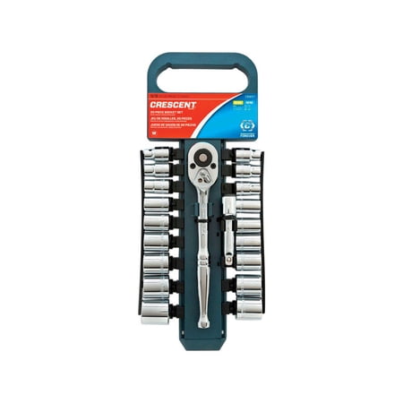 Crescent Assorted Sizes x 3/8 in. drive Metric and SAE 12 Point Socket Wrench Set 20 pc.