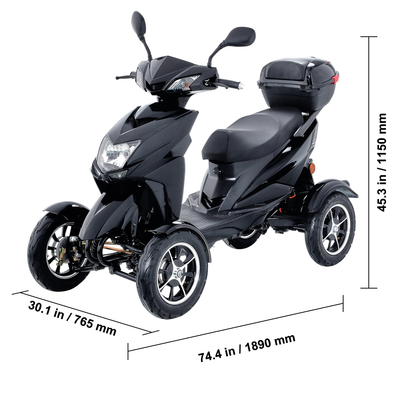 KFFKFF Heavy-Duty 4 Wheel Mobility Scooters for Seniors & Adults, 500W Powered Mobility Scooters Weight Capacity of 450lbs, 3-Speed Electric Mobility with Adjustable Seat and Lazy Back
