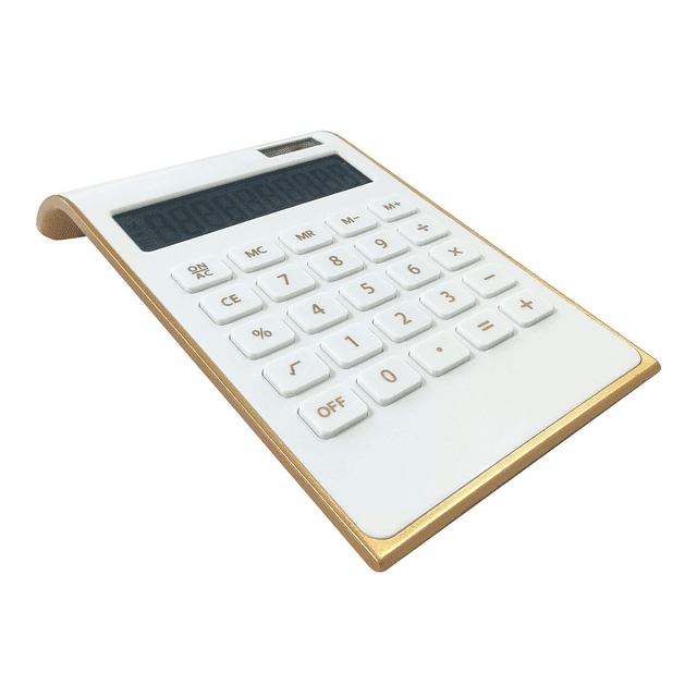 Calculadora básica de escritorio de 10 dígitos con batería solar y doble alimentación, pantalla LCD inclinada y diseño delgado de Sportsvoutdoors.