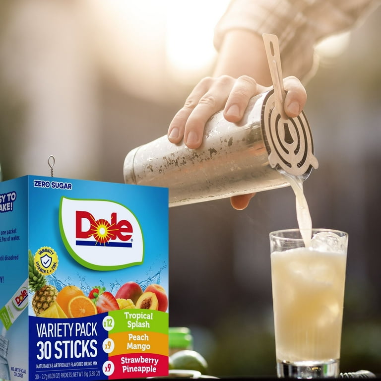 Dole Powdered Drink Mix Variety Pack 30 Sticks 1 Box, Zero Sugar